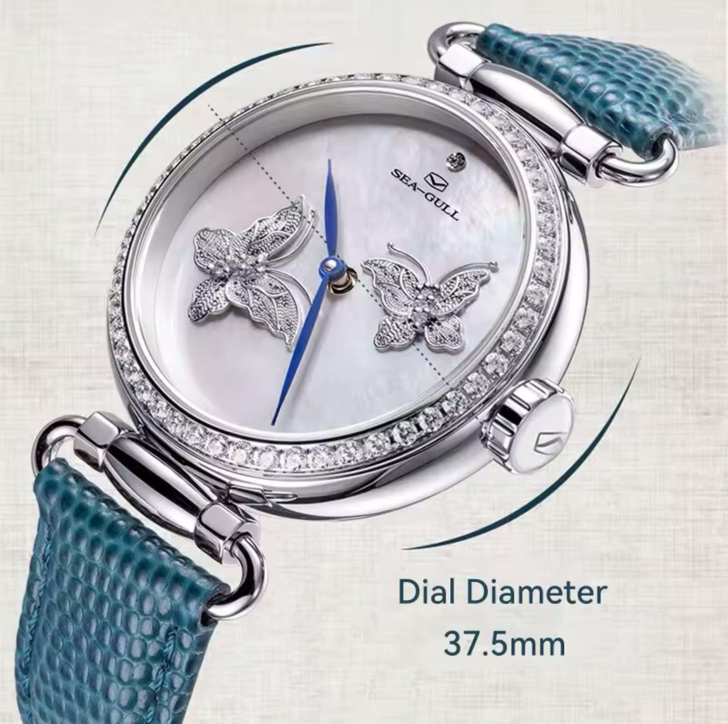 Sea-Gull perfect gift for women, crystal pearl Butterfly Filigree Craft Lady Watch - ARI