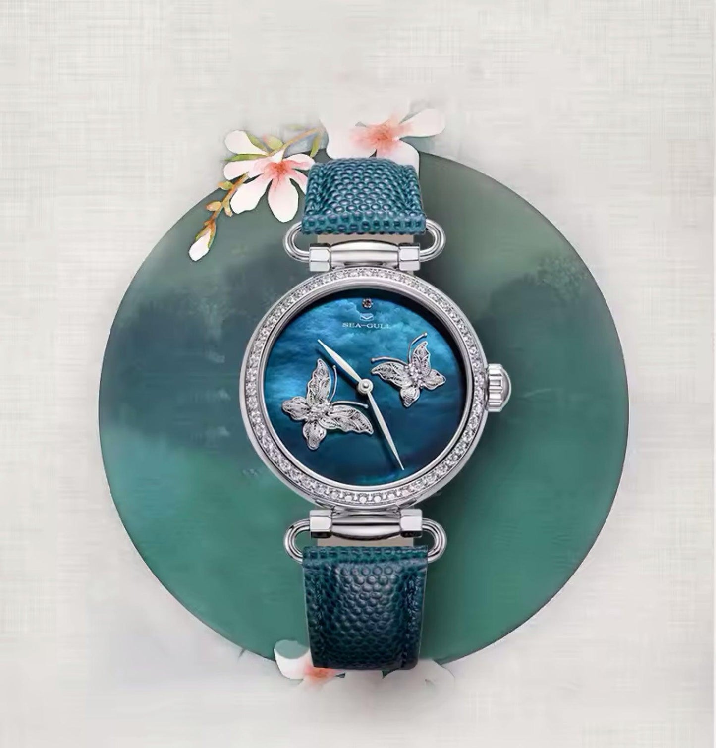 Sea-Gull perfect gift for women, crystal pearl Butterfly Filigree Craft Lady Watch - ARI