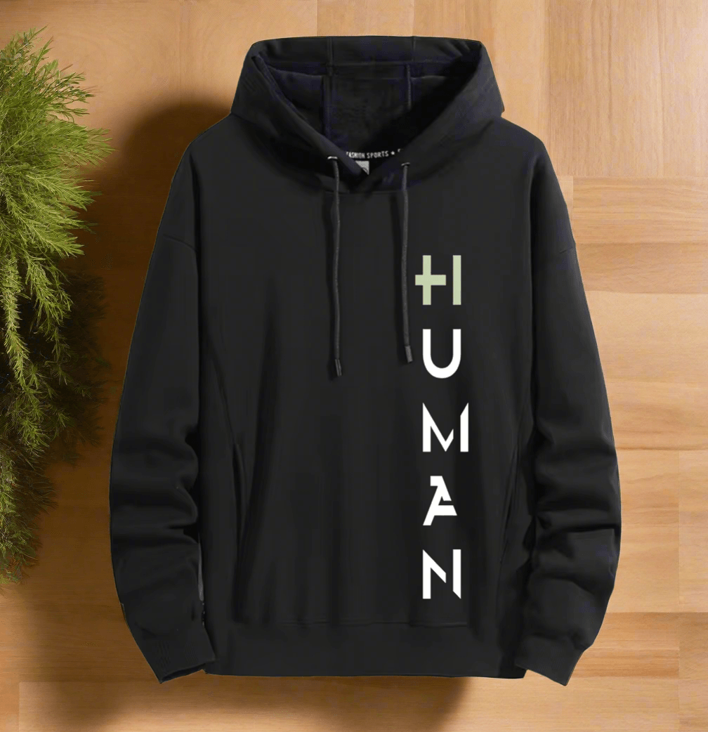 Human Art ,Winter plush hoodie warm and stylish for cold weather comfort - ARI