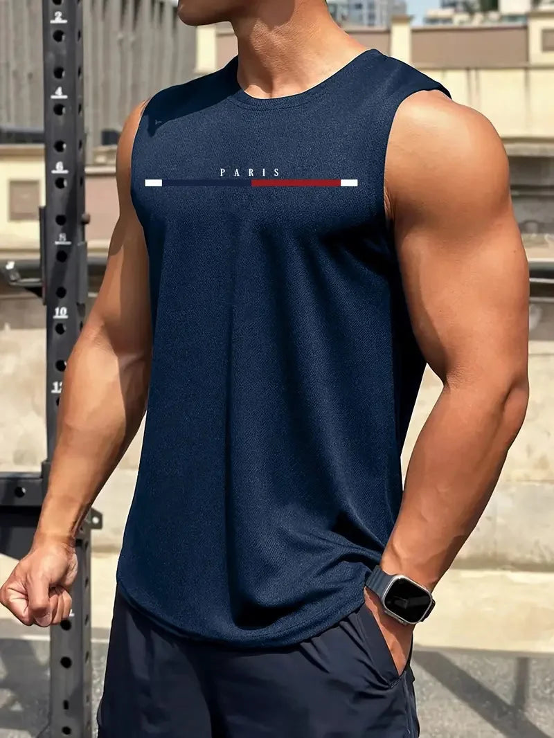 Men summer sleeveless vest – breathable letter print tank top