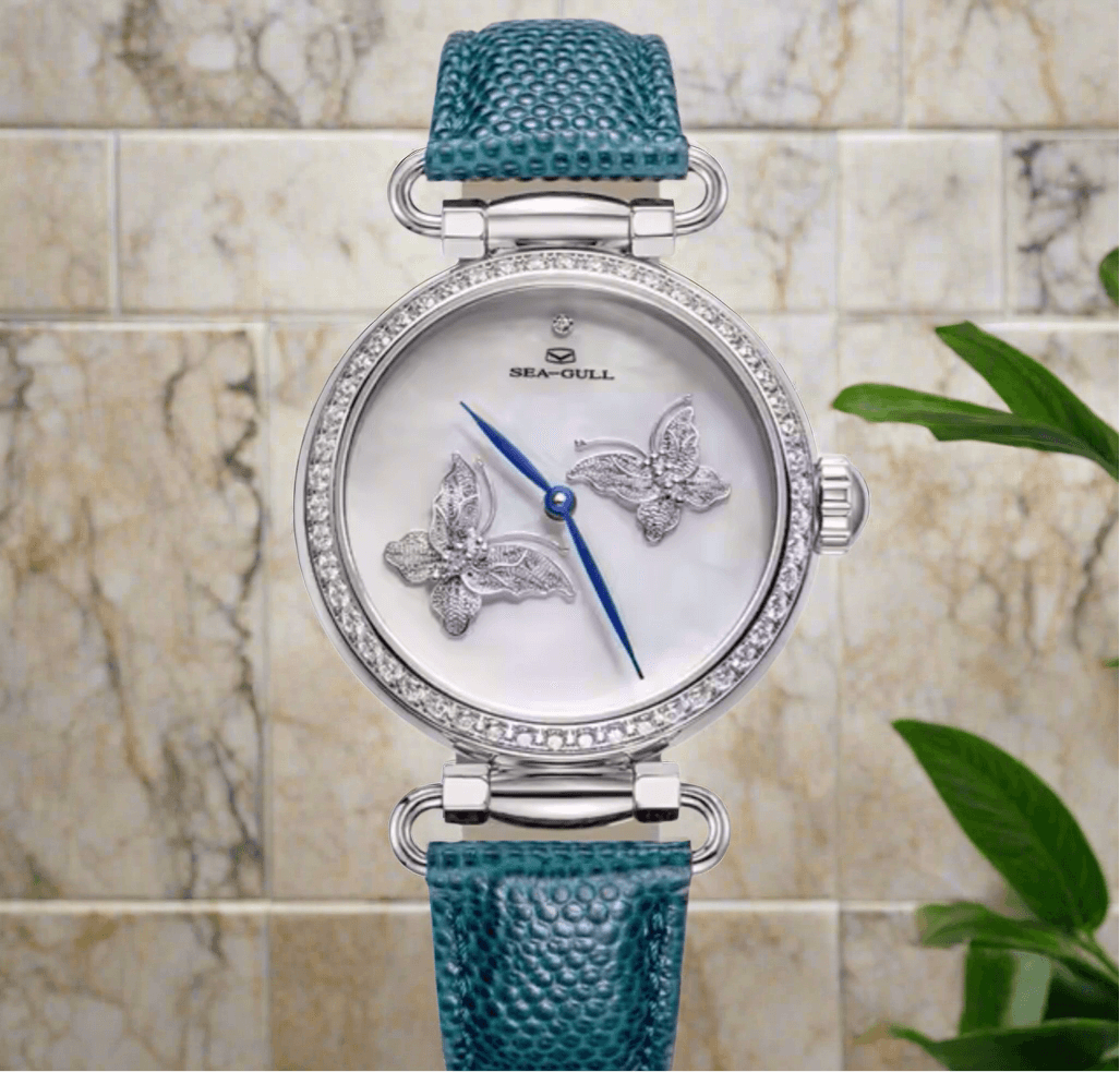 Sea-Gull perfect gift for women, crystal pearl Butterfly Filigree Craft Lady Watch - ARI