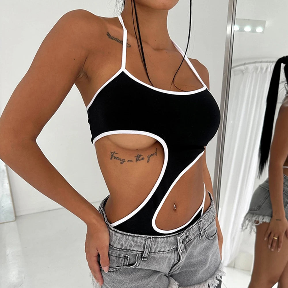 Summer Style binding cut-out sleeveless halter neck solid for girls