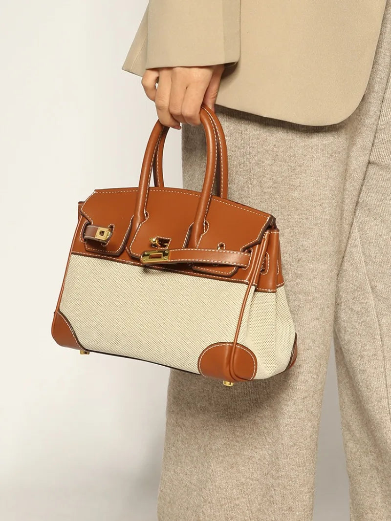 Luxury Linen Mini Platinum Bag – Elegant Handheld, Shoulder & Crossbody Women's Purse