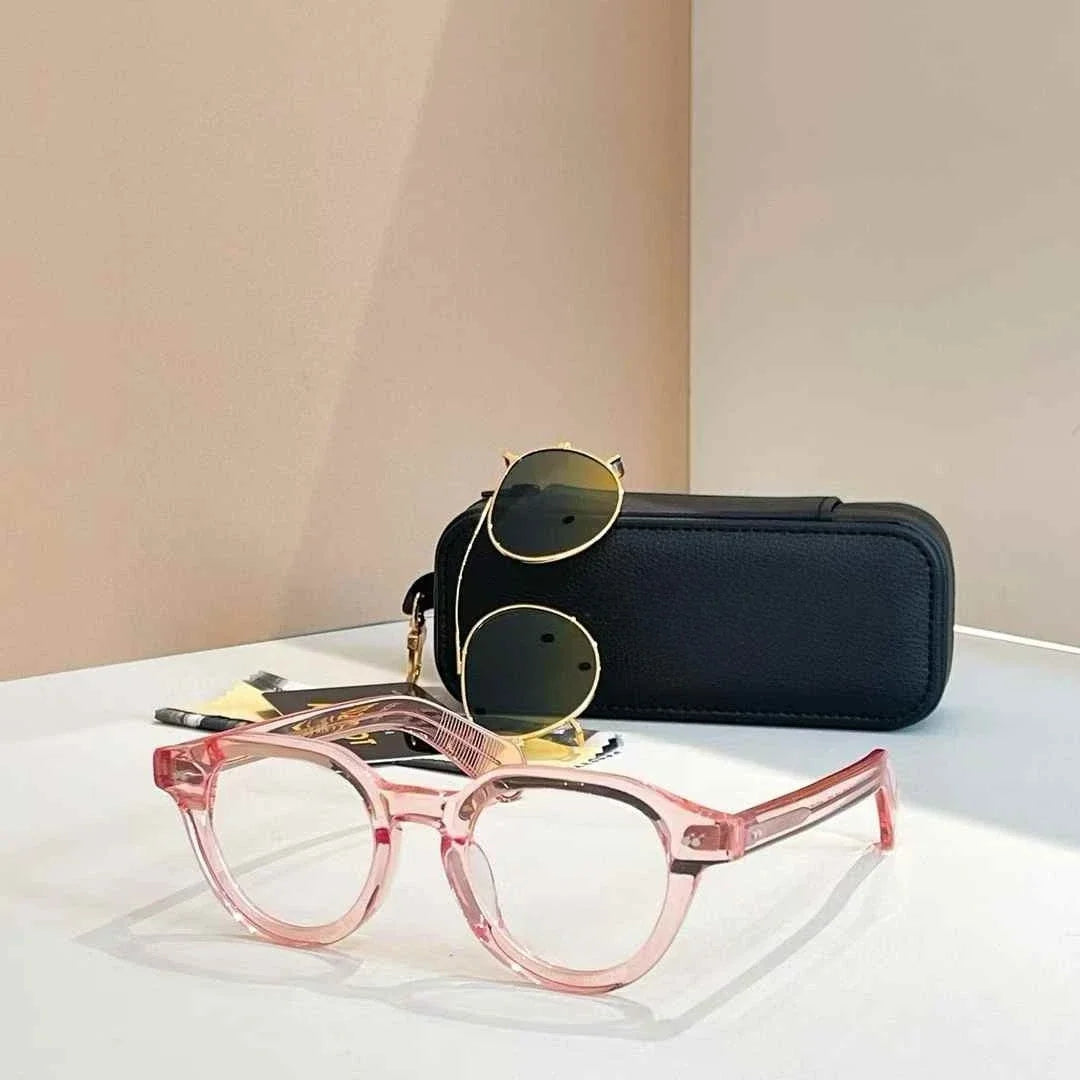 Moscot Baitsim handcrafted acetate clip-ons with iconic oval shape sunglasses