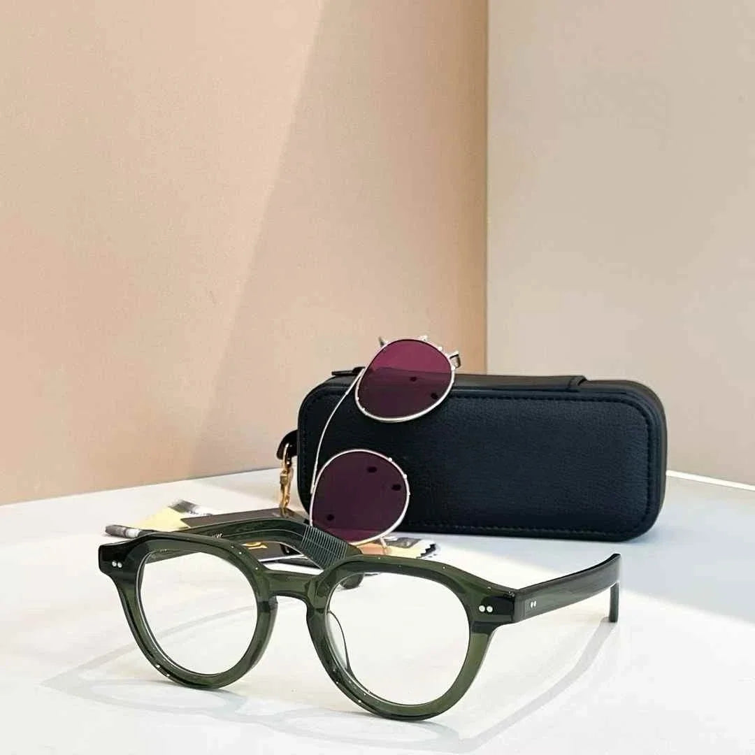 Moscot Baitsim handcrafted acetate clip-ons with iconic oval shape sunglasses