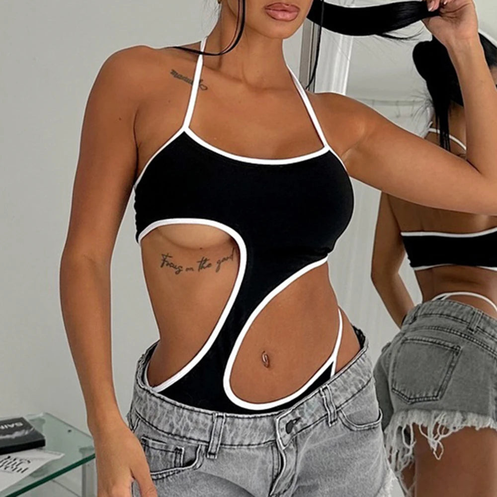 Summer Style binding cut-out sleeveless halter neck solid for girls