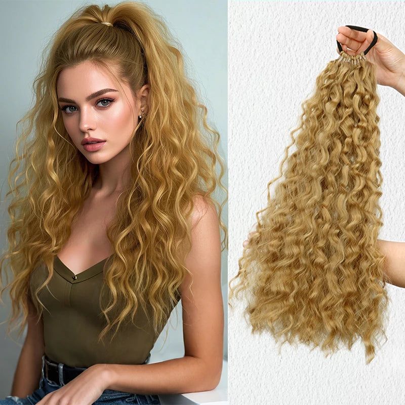 Synthetic long curly ponytail with elastic hair rope – daily & party hair extension