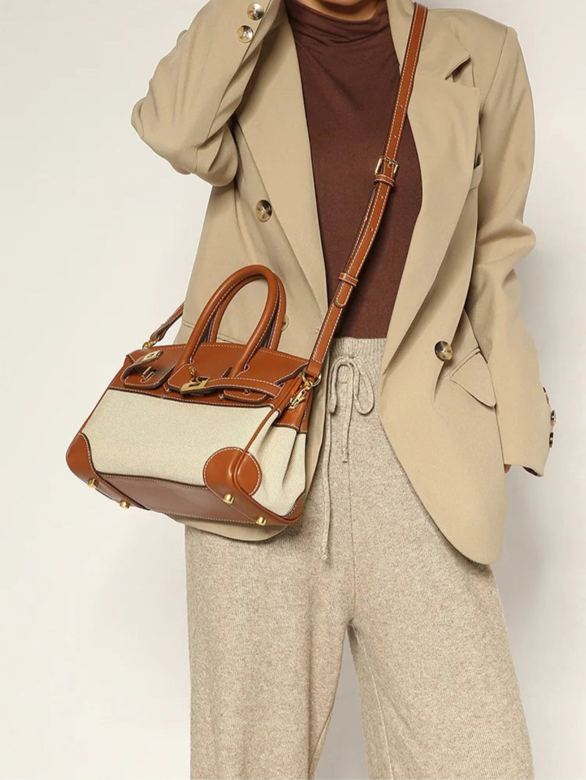 Luxury Linen Mini Platinum Bag – Elegant Handheld, Shoulder & Crossbody Women's Purse