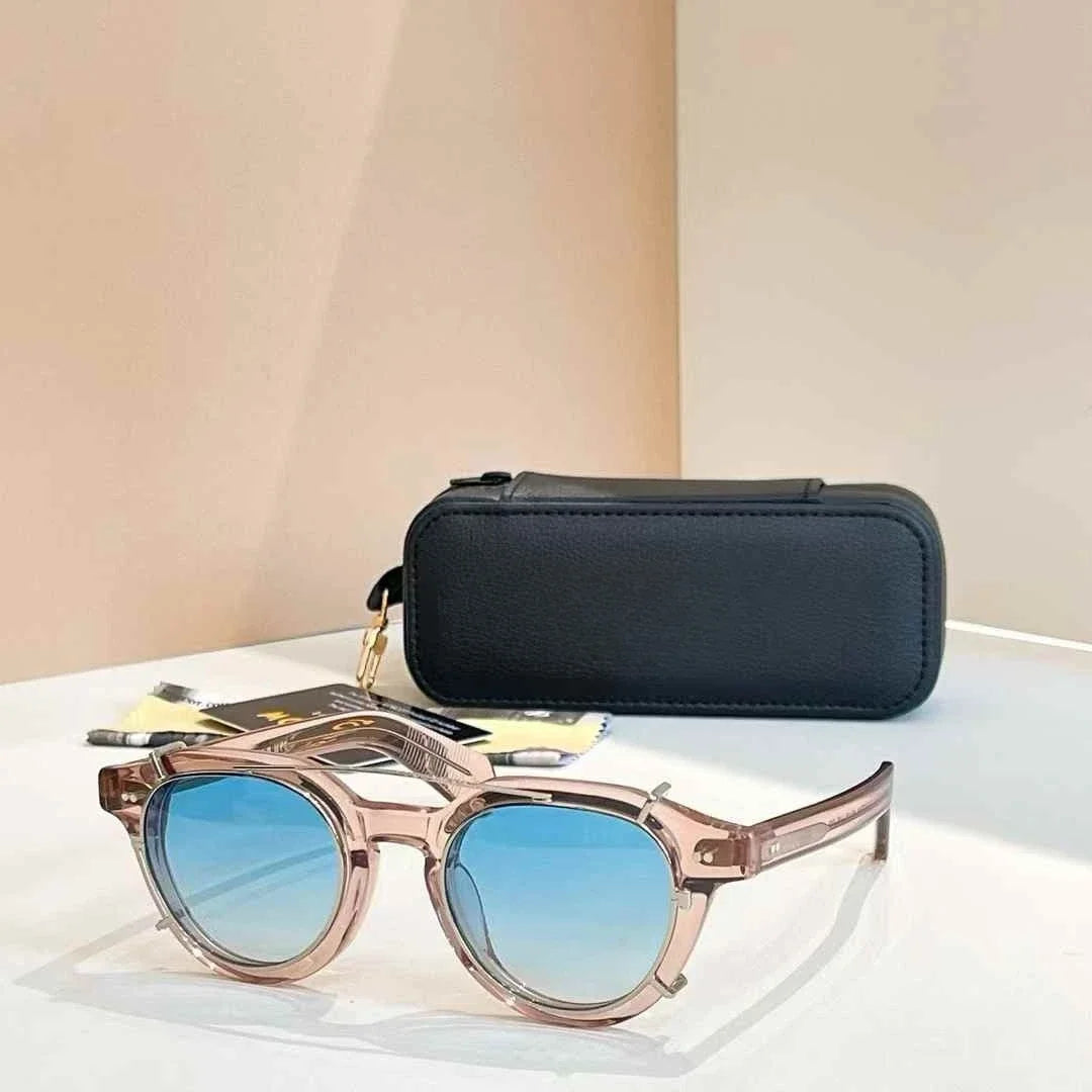Moscot Baitsim handcrafted acetate clip-ons with iconic oval shape sunglasses