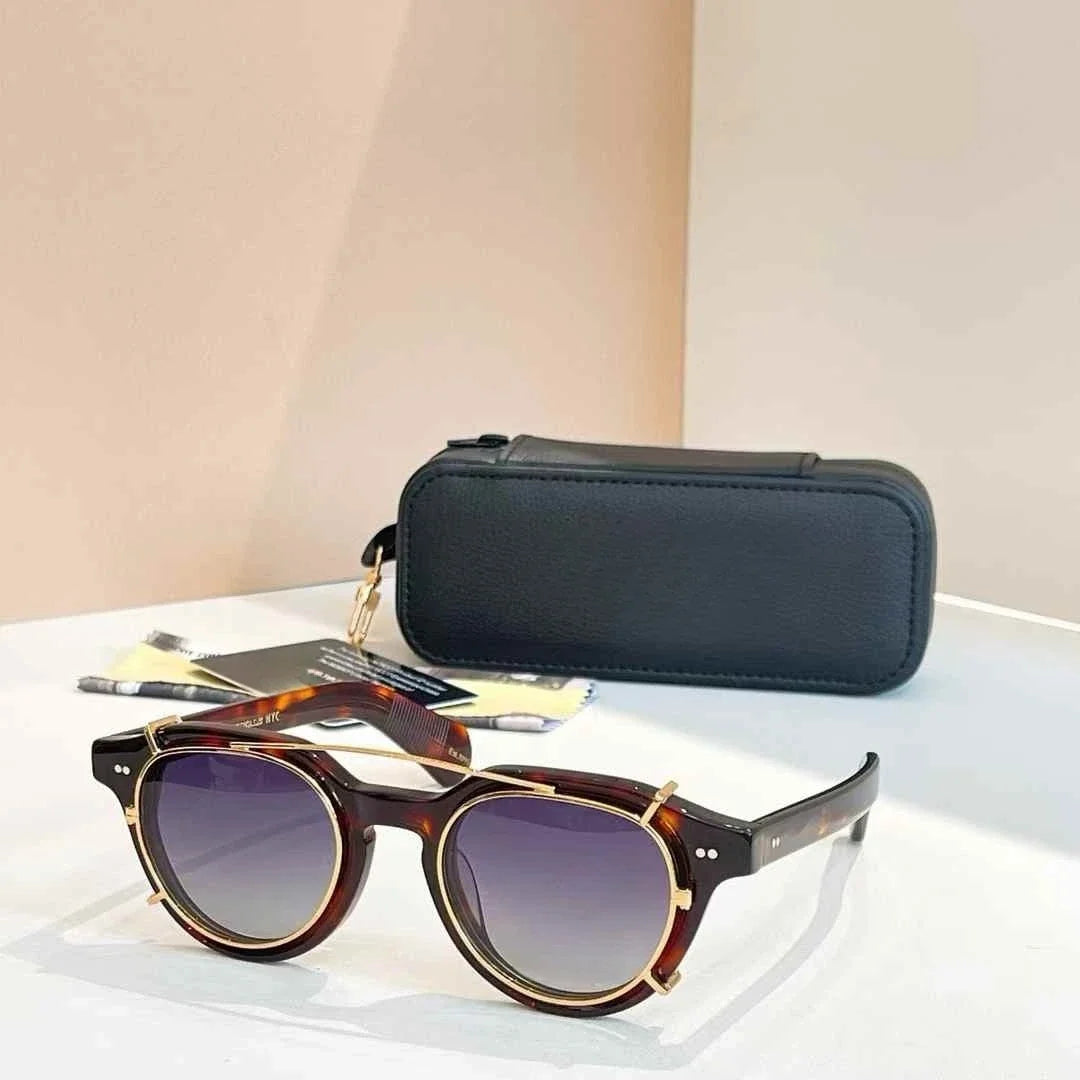 Moscot Baitsim handcrafted acetate clip-ons with iconic oval shape sunglasses