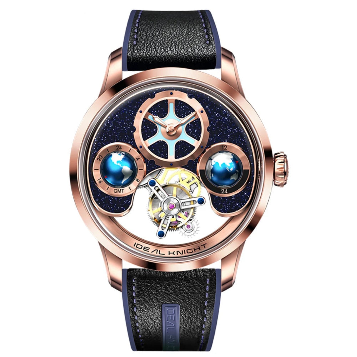 IDEAL KNIGHT 6805 Blue earth tourbillon watch luxury skeleton automatic timepiece