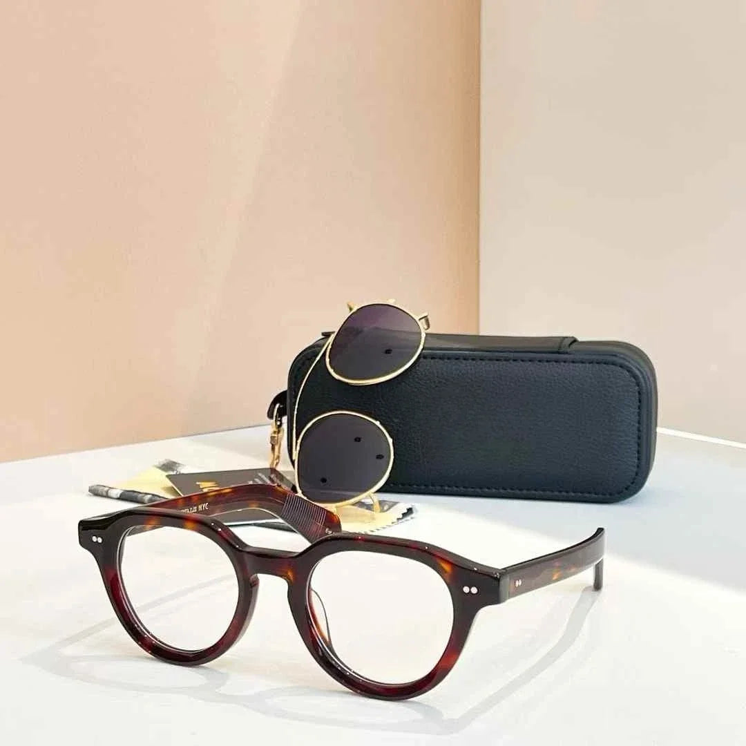 Moscot Baitsim handcrafted acetate clip-ons with iconic oval shape sunglasses
