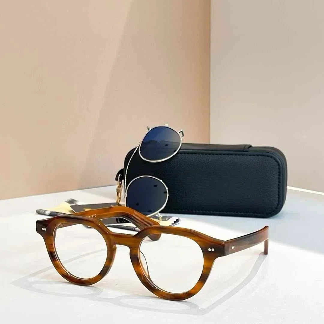 Moscot Baitsim handcrafted acetate clip-ons with iconic oval shape sunglasses