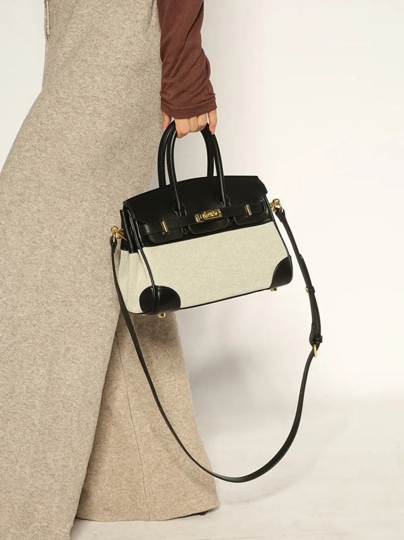 Luxury Linen Mini Platinum Bag – Elegant Handheld, Shoulder & Crossbody Women's Purse