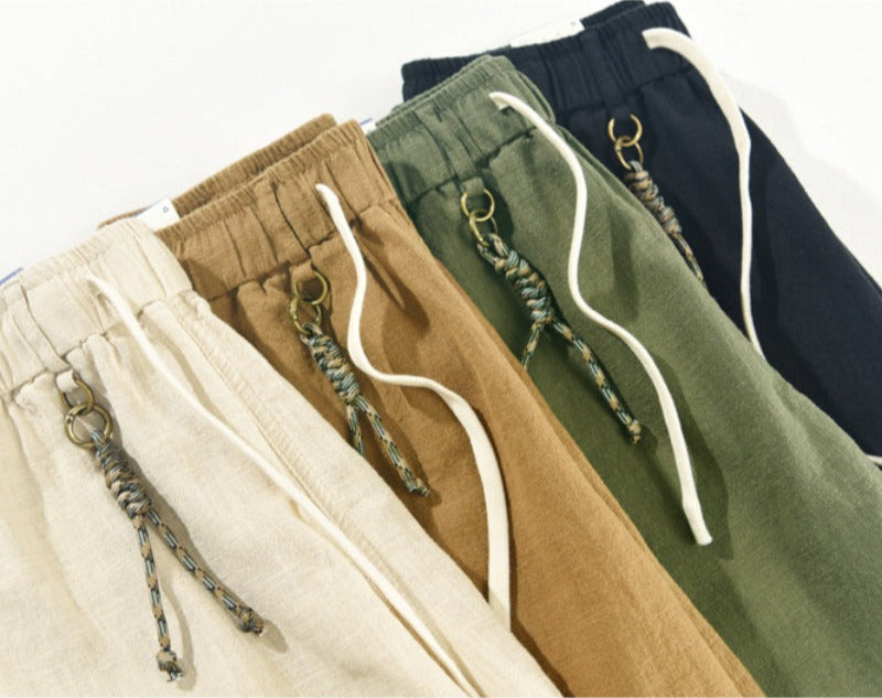 Italian luxury style Cotton linen shorts streetwear beach wearing
