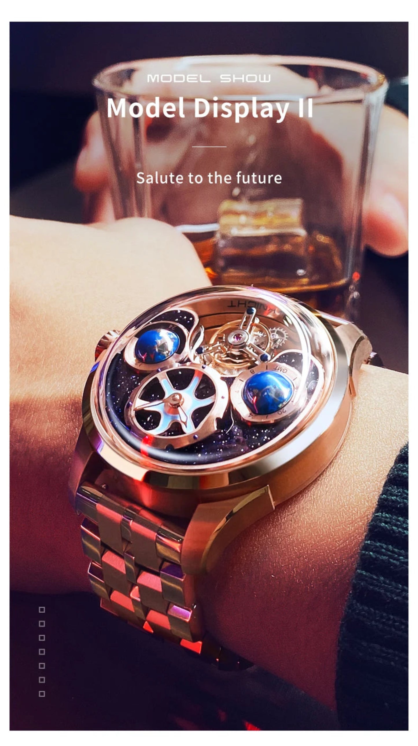 IDEAL KNIGHT 6805 Blue earth tourbillon watch luxury skeleton automatic timepiece