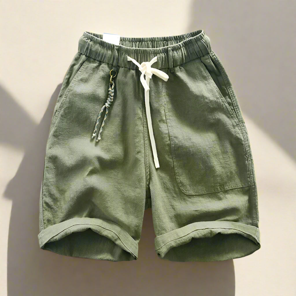 Italian luxury style Cotton linen shorts streetwear beach wearing