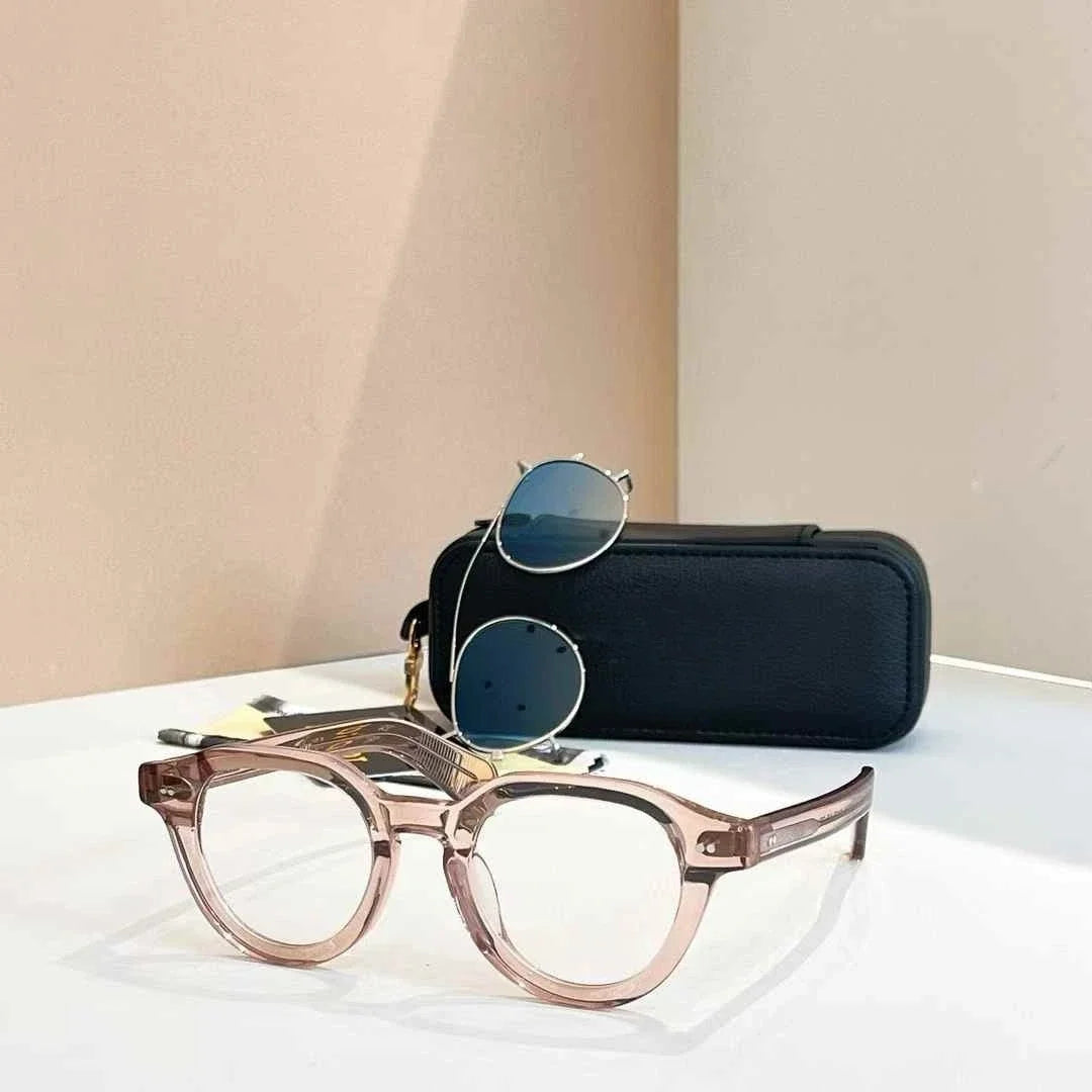Moscot Baitsim handcrafted acetate clip-ons with iconic oval shape sunglasses