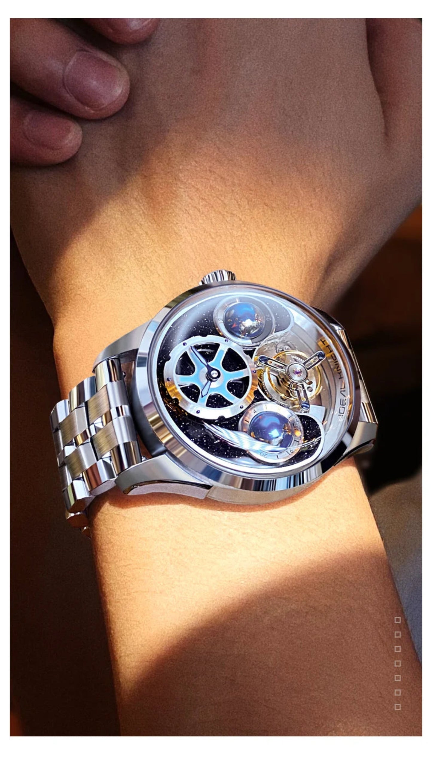 IDEAL KNIGHT 6805 Blue earth tourbillon watch luxury skeleton automatic timepiece