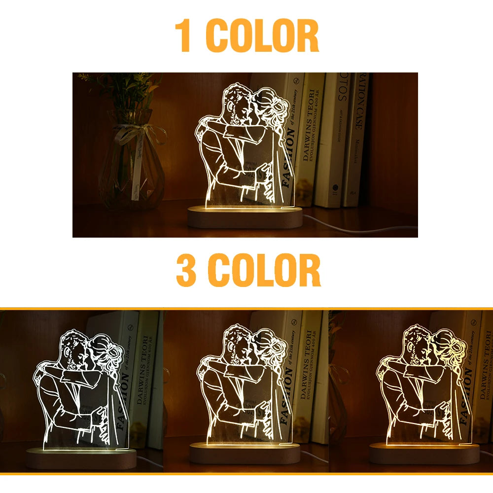 Custom led your photo light romantic 3d night lamp with text for special occasions