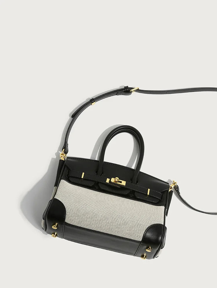 Luxury Linen Mini Platinum Bag – Elegant Handheld, Shoulder & Crossbody Women's Purse