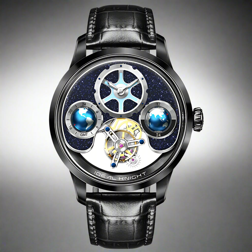 IDEAL KNIGHT 6805 Blue earth tourbillon watch luxury skeleton automatic timepiece