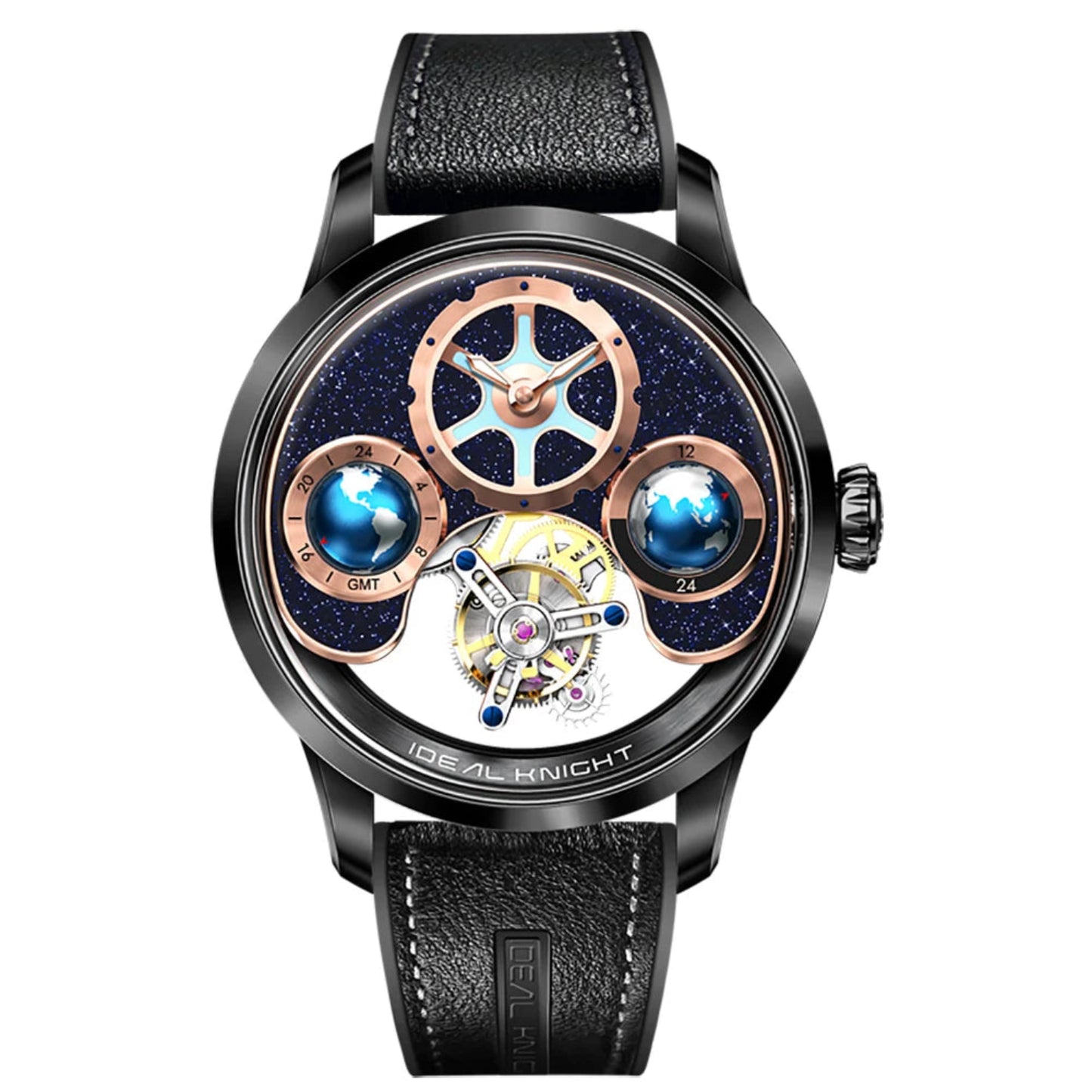 IDEAL KNIGHT 6805 Blue earth tourbillon watch luxury skeleton automatic timepiece