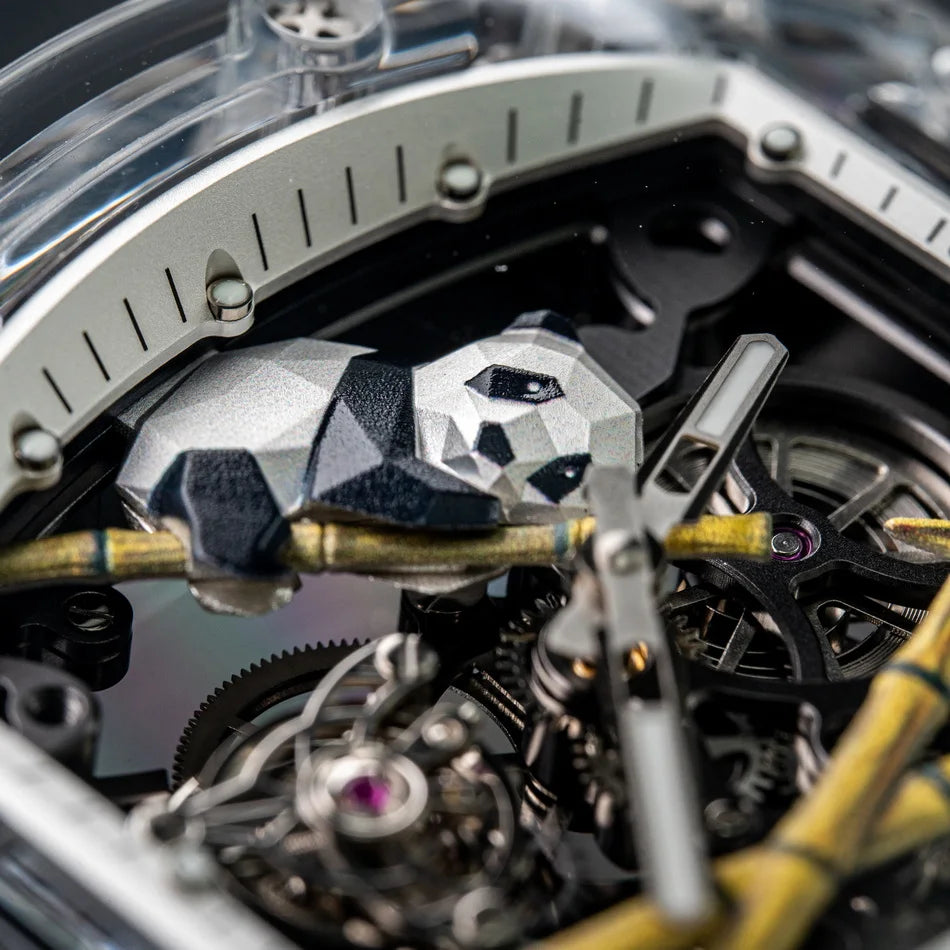 CRONUSART skeleton tourbillon watch with sapphire case and rubber strap