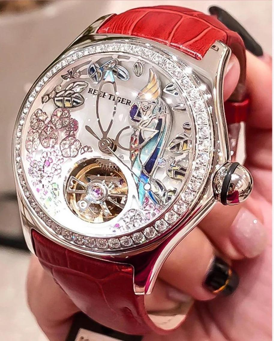 Women luxury fashion watch diamond automatic tourbillon - ARI