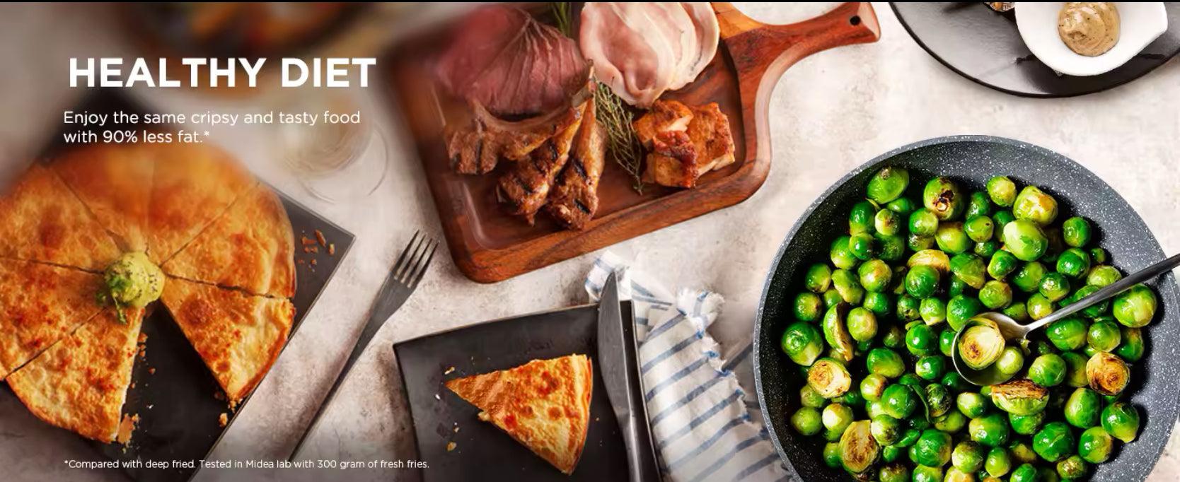 Hot air Fryer Large capacity, heats press technology, 90% Less Oil, Energy and Time Saving midea - ARI