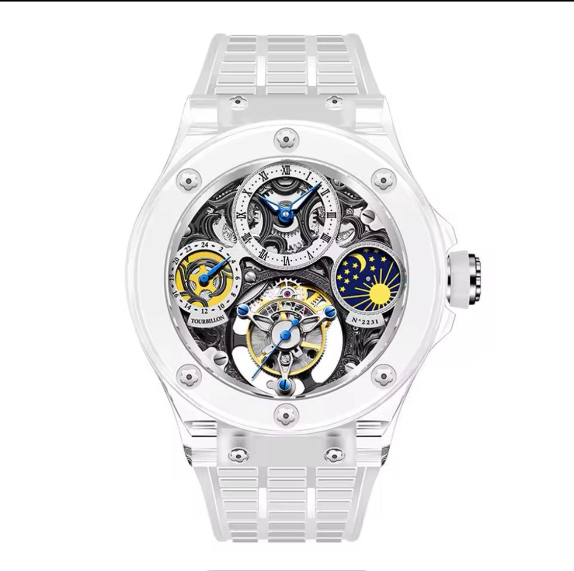 Haofa crystal flying tourbillon moon phase mechanical watch - ARI