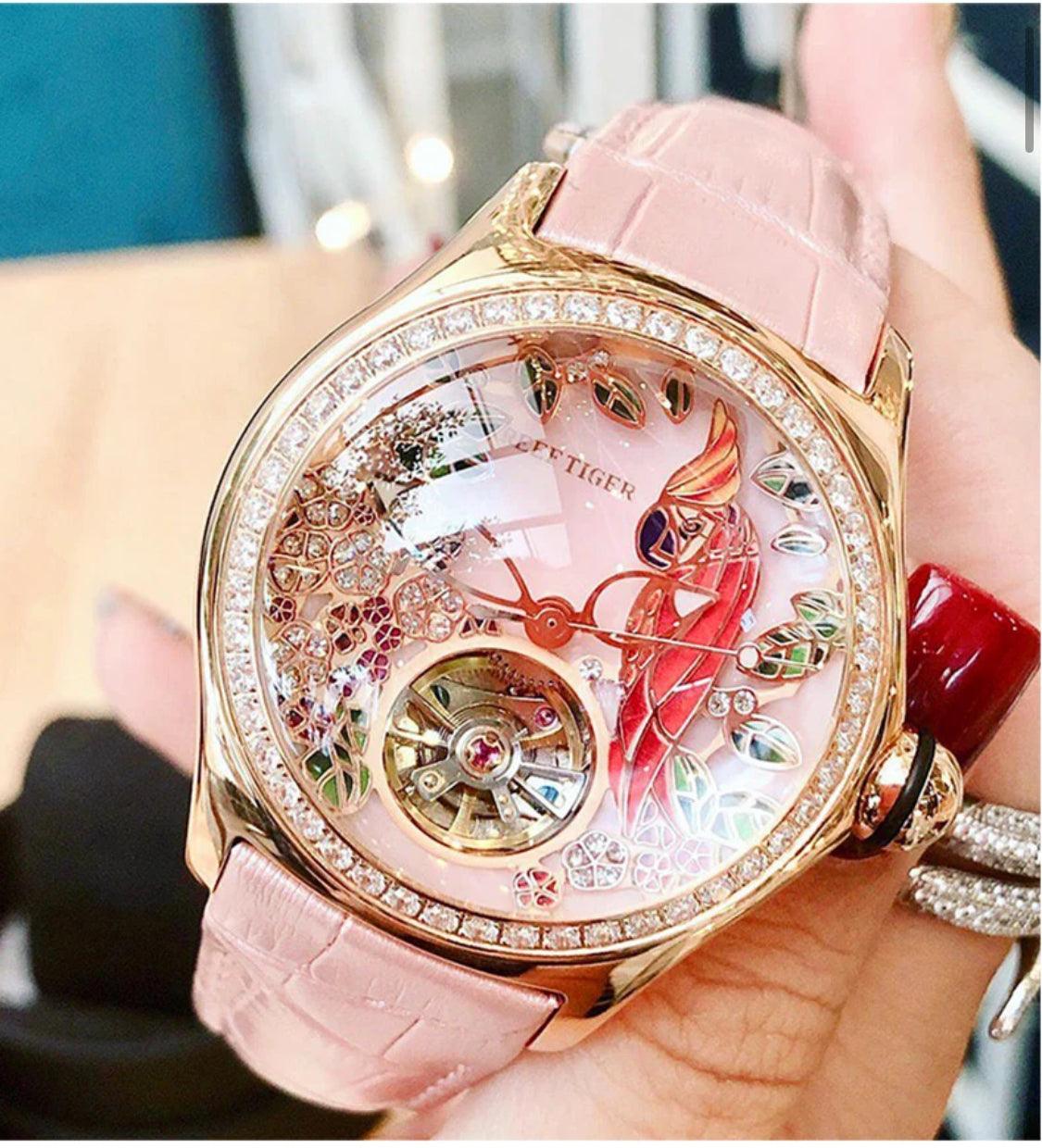 Women luxury fashion watch diamond automatic tourbillon - ARI