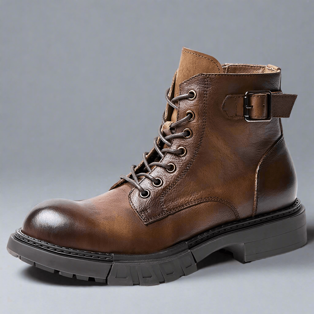 classic handmade vintage leather ankle boots genuine leather - ARI