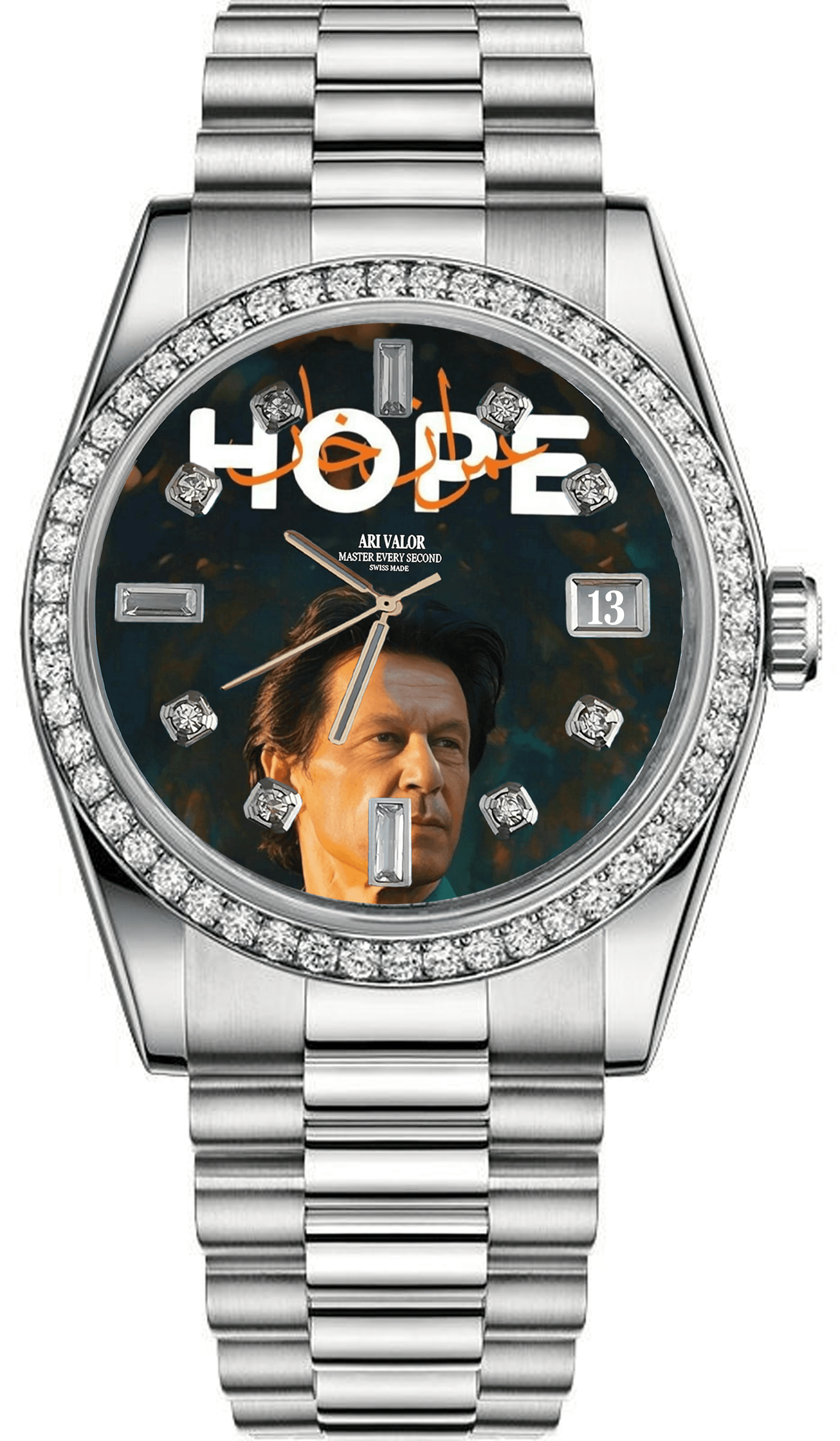 IMRAN KHAN watch sets stainless steel diamonds case,Choose your color & art - ARI