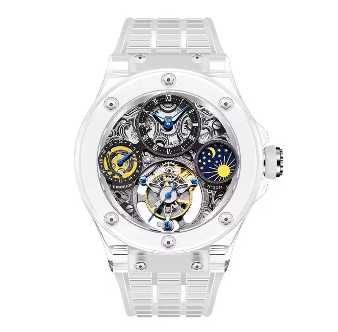 Haofa crystal flying tourbillon moon phase mechanical watch - ARI