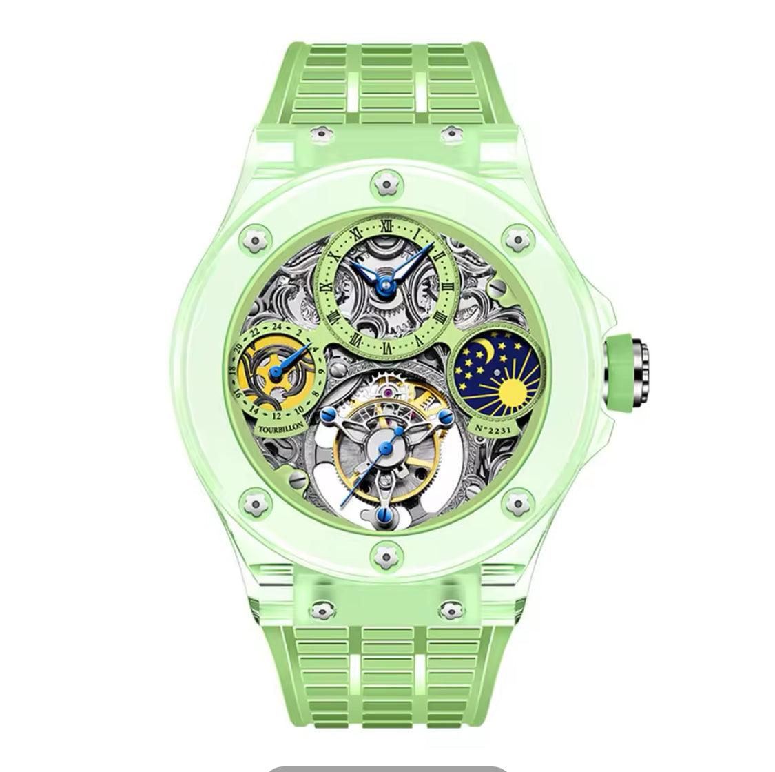 Haofa crystal flying tourbillon moon phase mechanical watch - ARI