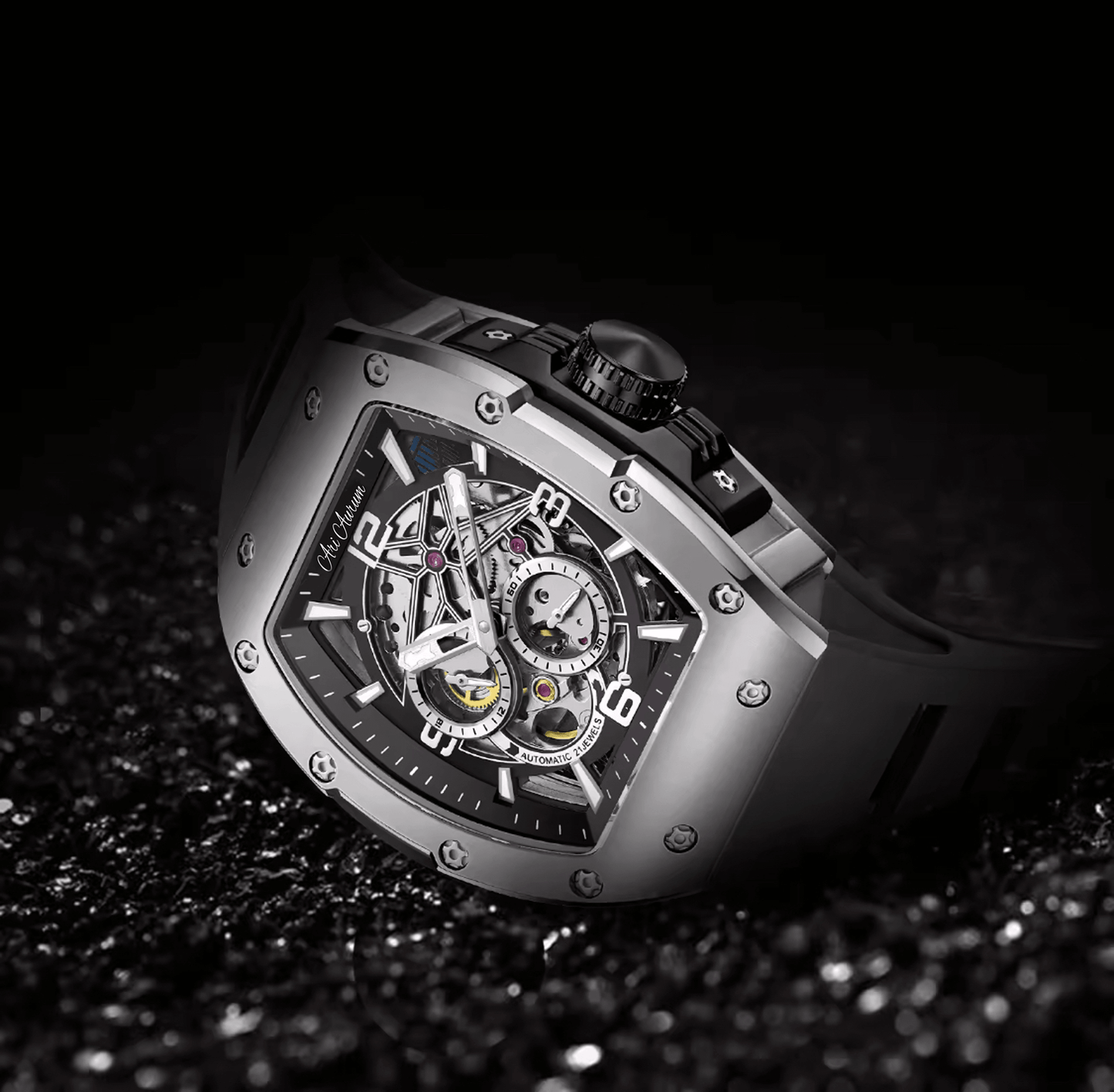 ARI AURUM automatic mechanical luxury stainless steel skeleton watch - ARI