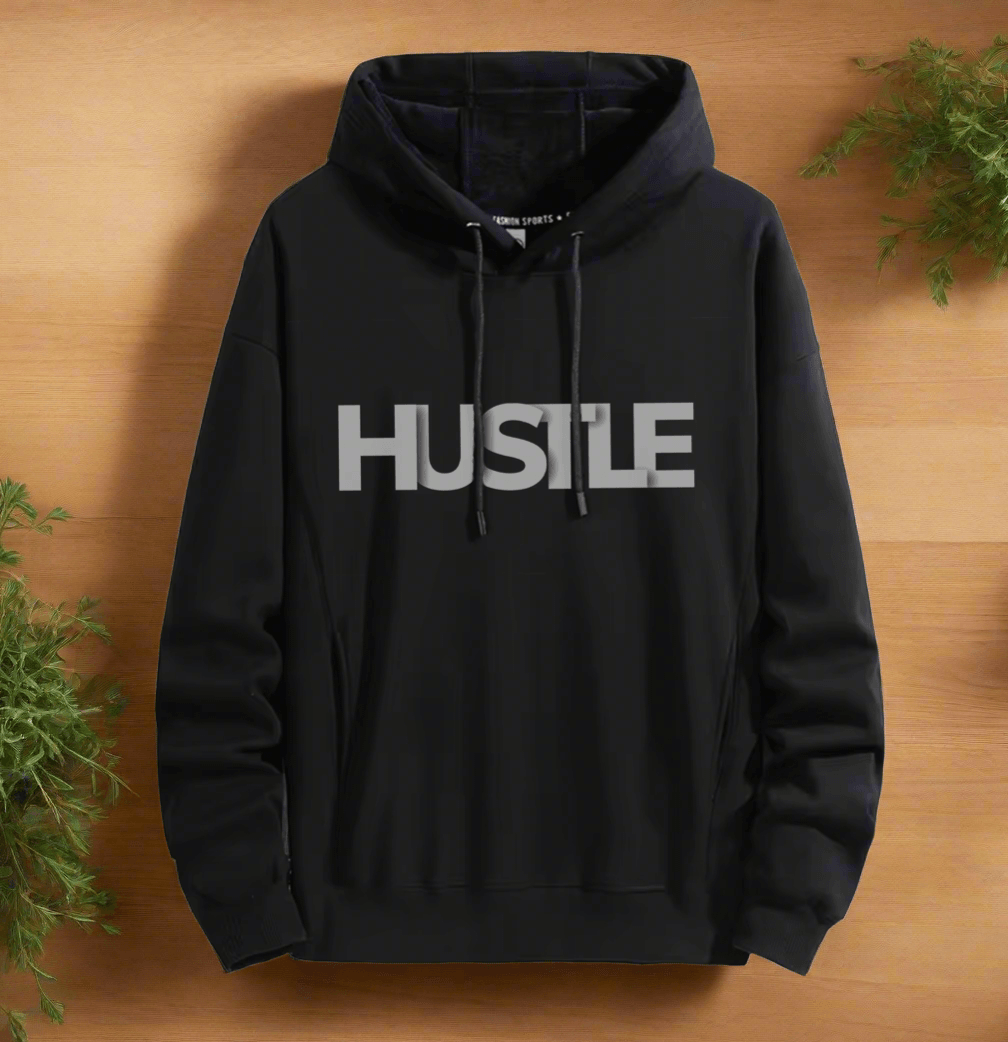 HUSTLE Art ,Winter plush hoodie warm and stylish for cold weather - ARI