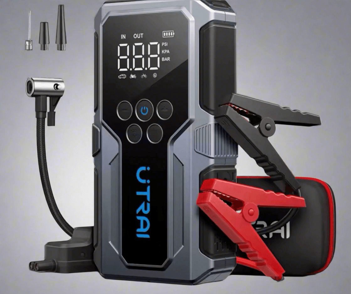 utrai 150psi air pump car battery emergency boosters, 1500a car jump starter power bank, portable starting device car starter, new - ARI