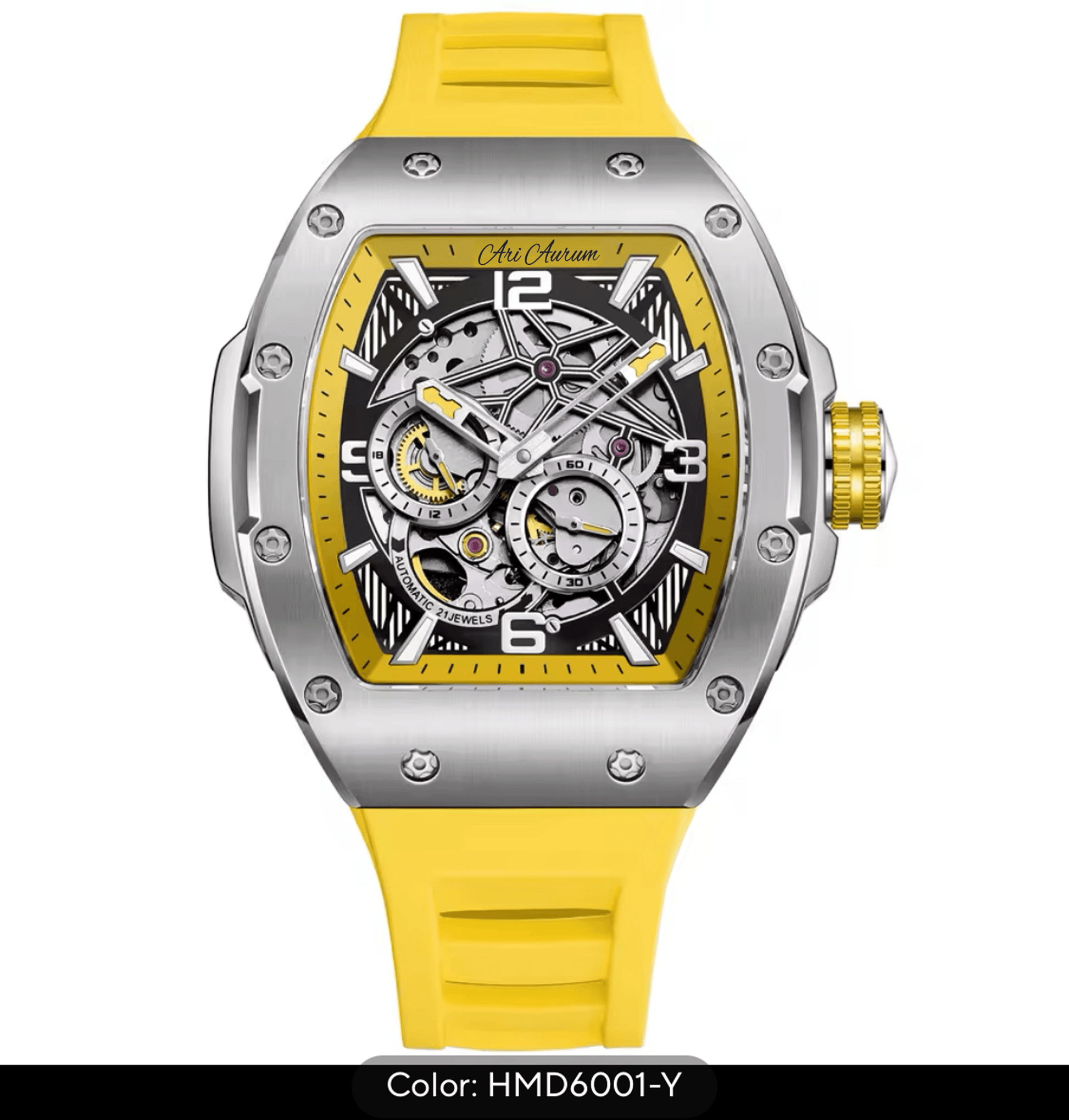 ARI AURUM automatic mechanical luxury stainless steel skeleton watch - ARI