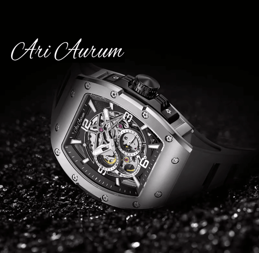 ARI AURUM automatic mechanical luxury stainless steel skeleton watch - ARI
