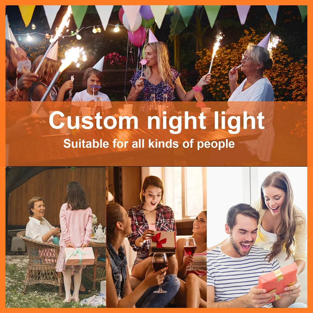 Custom led your photo light romantic 3d night lamp with text for special occasions