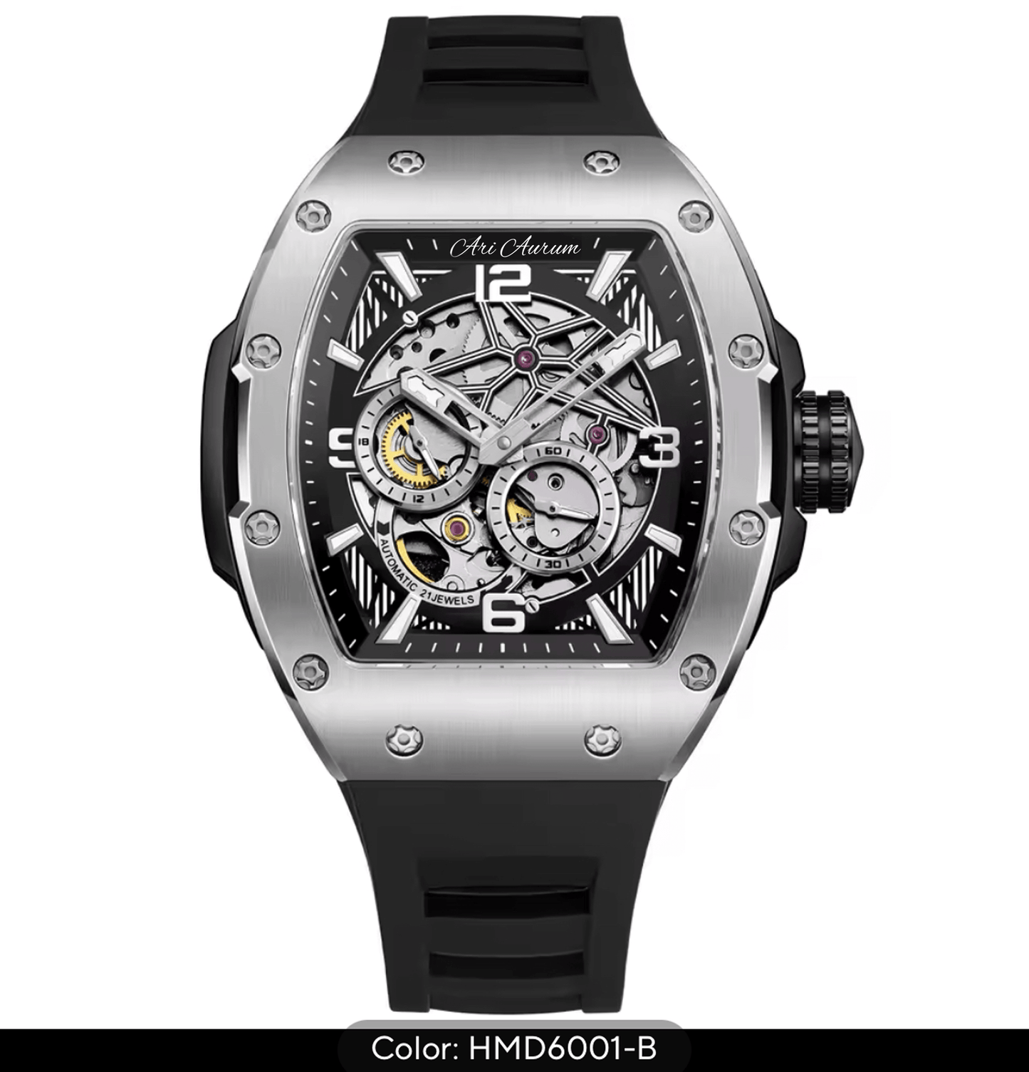 ARI AURUM automatic mechanical luxury stainless steel skeleton watch - ARI