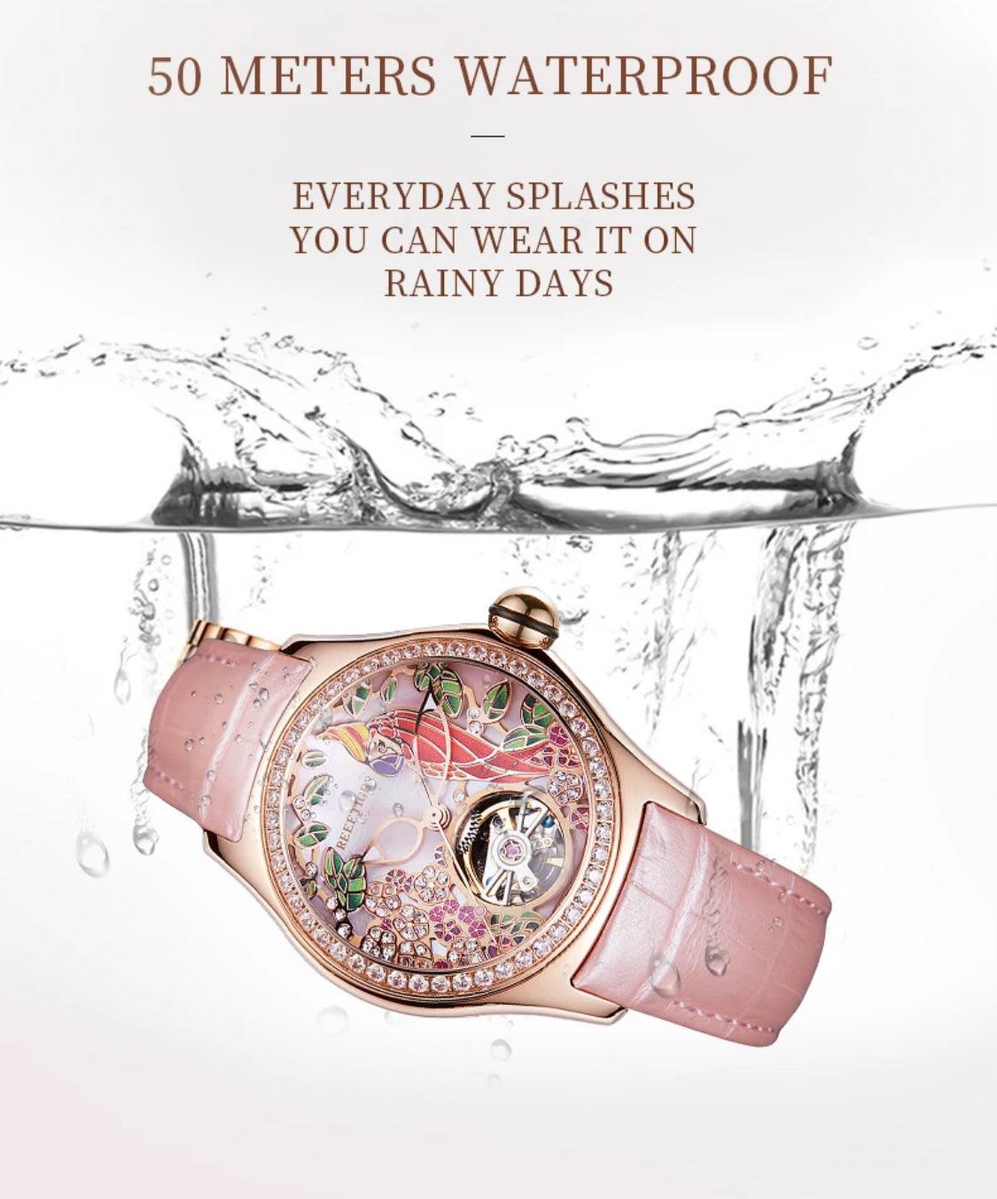 Women luxury fashion watch diamond automatic tourbillon - ARI
