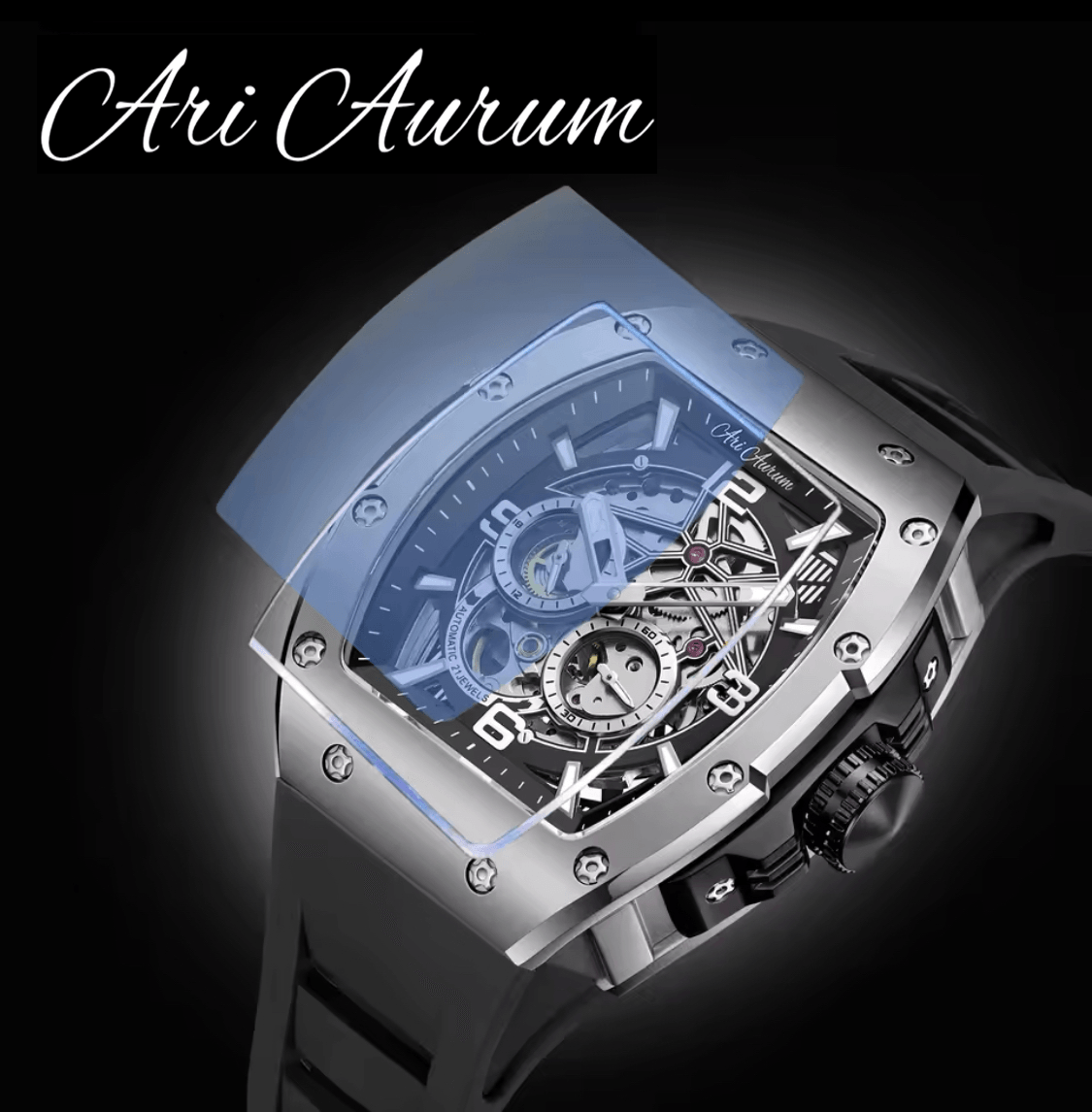 ARI AURUM automatic mechanical luxury stainless steel skeleton watch - ARI