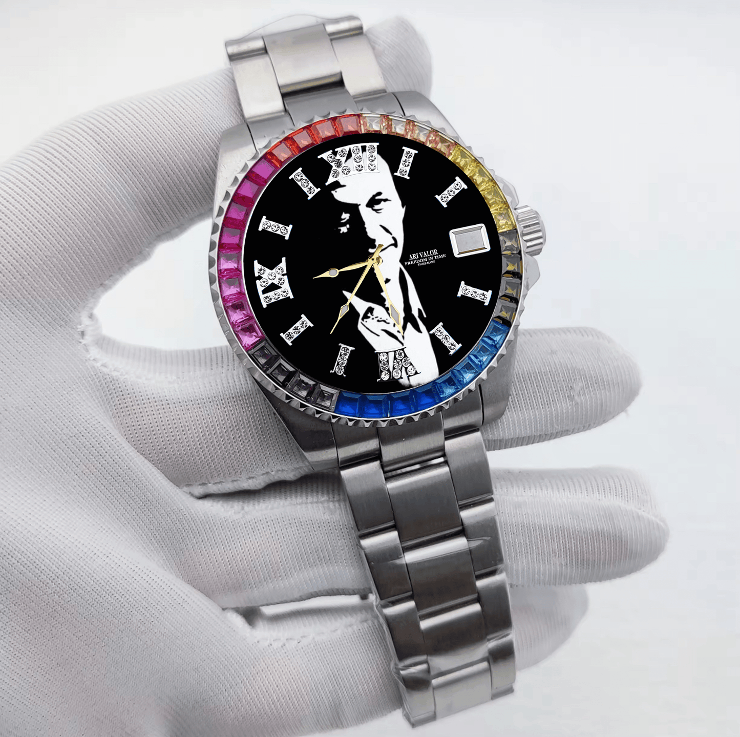 IMRAN KHAN watch sets stainless steel diamonds case,Choose your color & art - ARI
