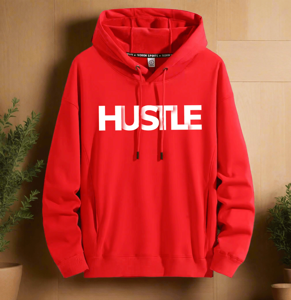 HUSTLE Art ,Winter plush hoodie warm and stylish for cold weather - ARI