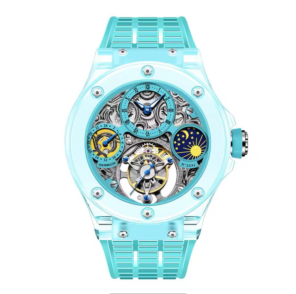 Haofa crystal flying tourbillon moon phase mechanical watch - ARI