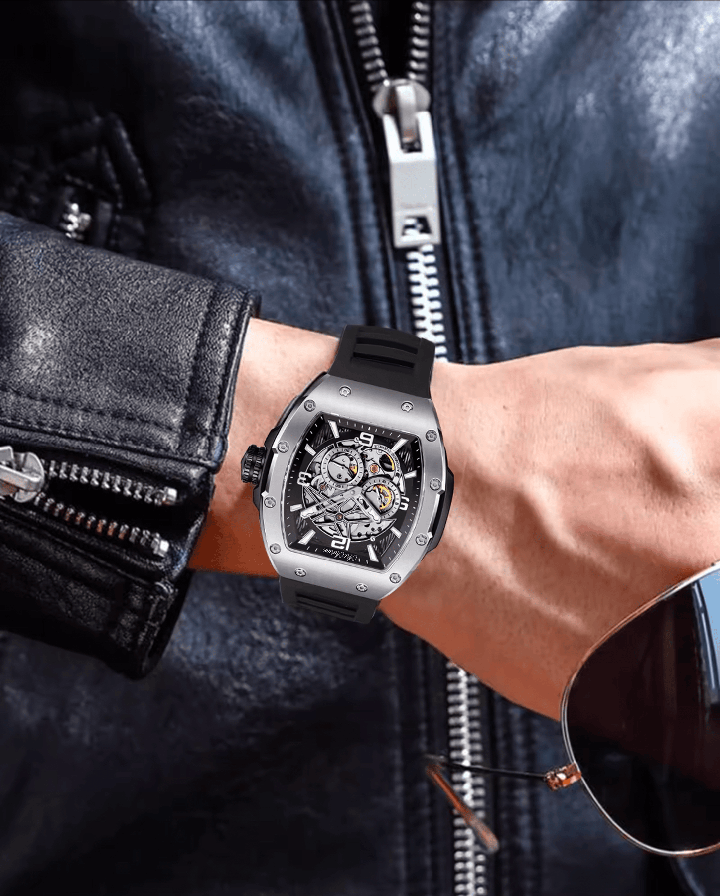 ARI AURUM automatic mechanical luxury stainless steel skeleton watch - ARI