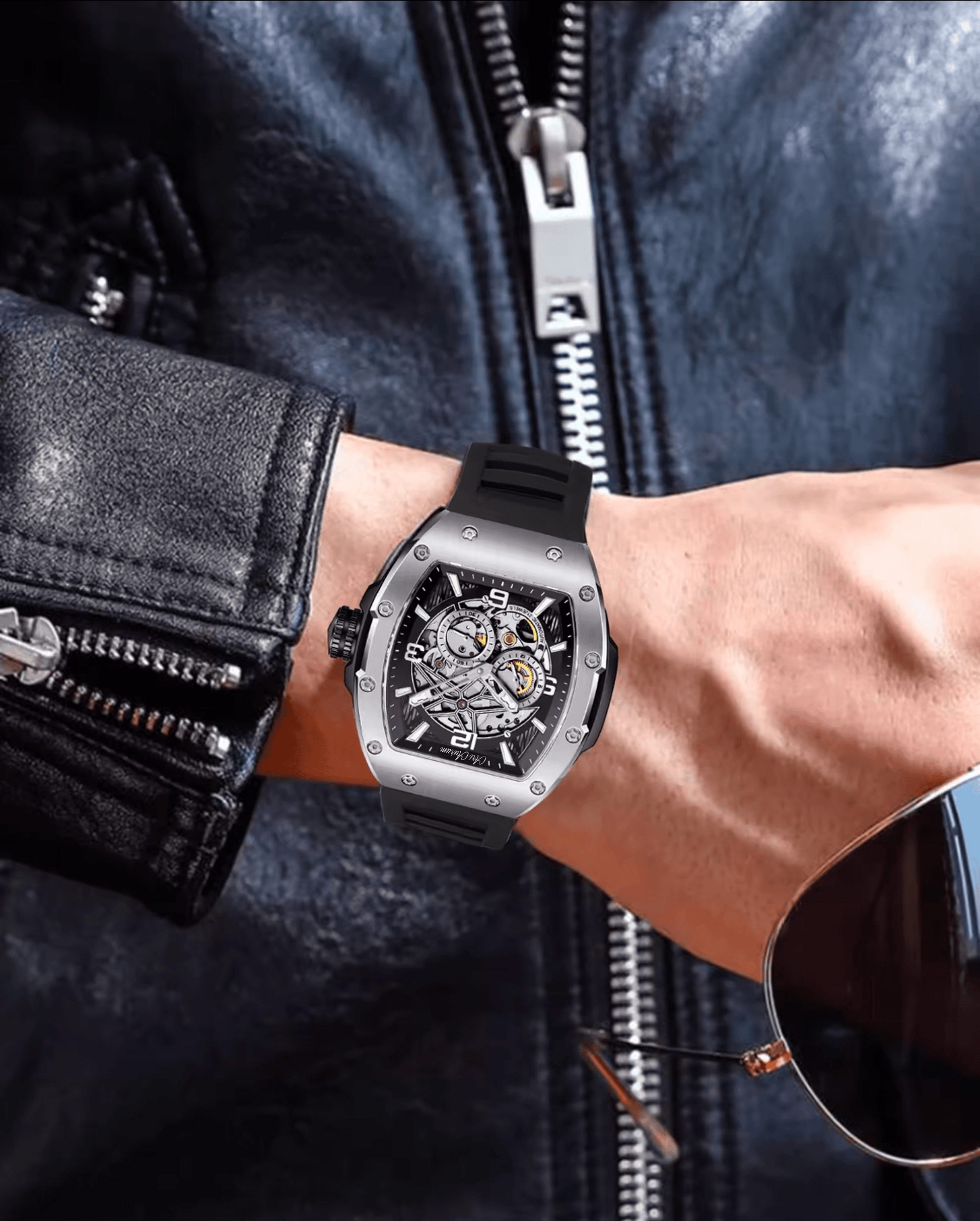ARI AURUM automatic mechanical luxury stainless steel skeleton watch - ARI